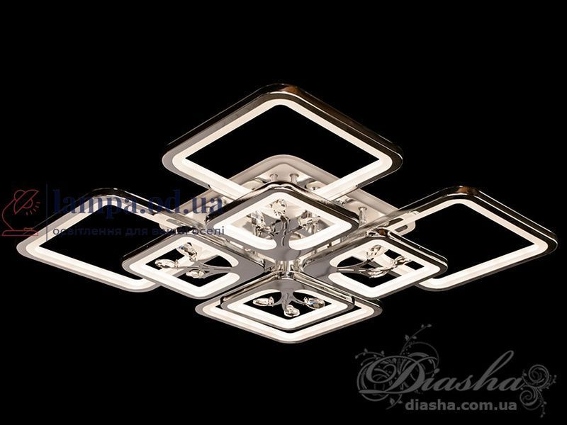 Потолочная LED-люстра Diasha 8157/4+4HR 190W, 60&times;60&times;12 см, 3 цвета света, диммер, пульт 8157/4+4HR LED 3color d фото
