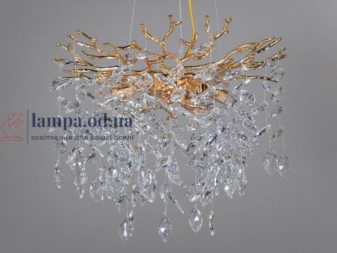Люстра стельова Diasha 608-460G Гліцинія, 6 ламп, 40W, золото, кришталь, регульована висота 95 см, сучасний стиль для дому 608-460G фото