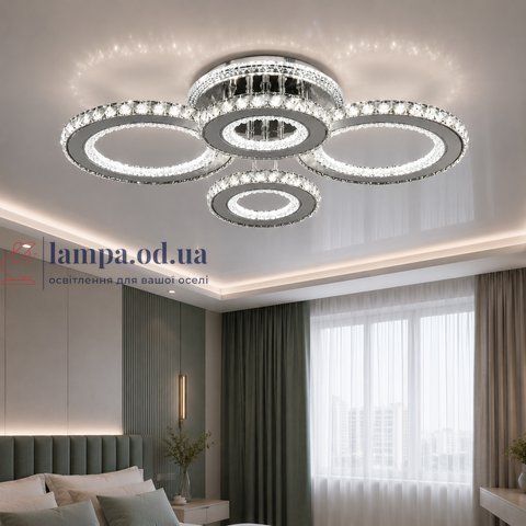 Современная светодиодная люстра Splendid Ray LK2369/2+2 LED WT с кольцевым дизайном и хрустальной отделкой 30420706 фото