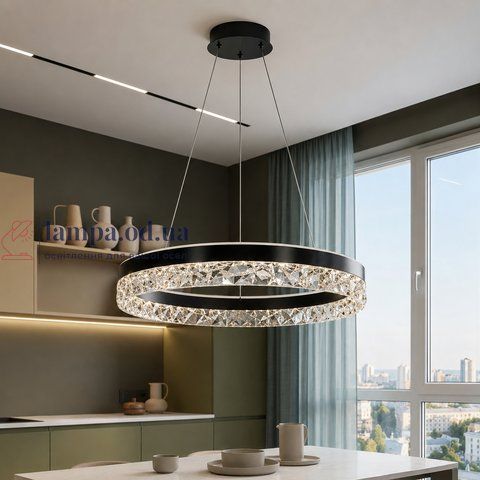 Світлодіодна люстра підвісна Artlight MD230327BK з чорним кільцем, 53W MD230327BK фото
