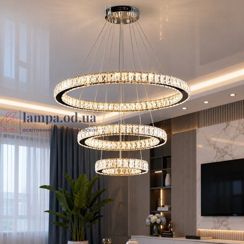 Светодиодная люстра Splendid Ray L50603/70+50+30/3 LED с хрусталем, хром, 160 Вт, с пультом и димером 30436408 фото