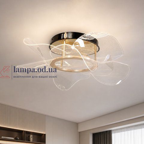 Велика стельова LED-люстра Artlight 1030-550GD+BK чорна із золотом та прозорим фігурним плафоном 1030-550GD+BK фото