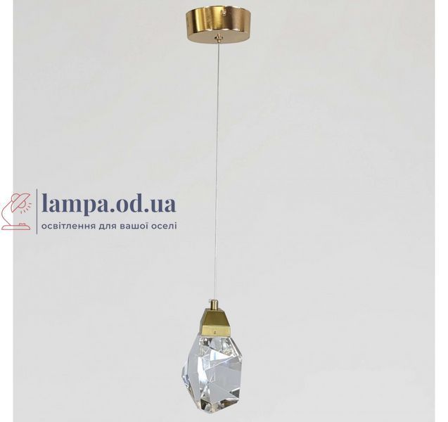 Поодинокий світлодіодний підвіс Artlight 2016/1CP з гранованим скляним елементом, латунь. 2016/1CP фото