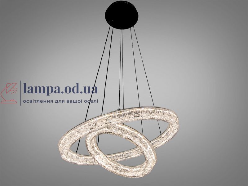 Сучасна підвісна LED люстра Diasha 1712/500+300ABK для спальні та вітальні, чорна, 2 кільця, 54 W, освітлення 10-16 м2 1712/500+300ABK фото