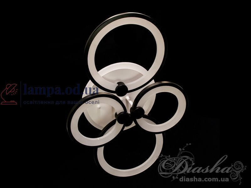Люстра LED Diasha 8022/4BK, 70W, 3200K-6000K, акрил, чорний метал, сучасний стиль для дому 8022/4BK LED 3color dim фото