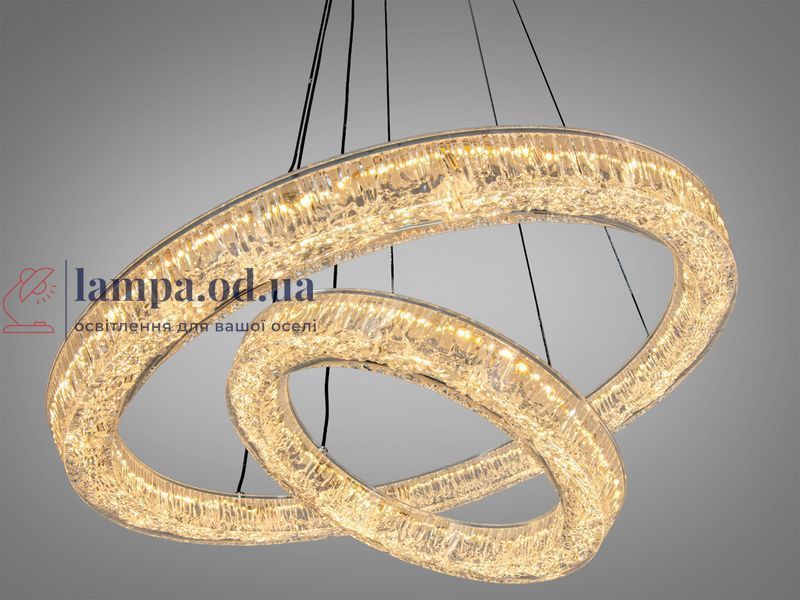 Сучасна підвісна LED люстра Diasha 1712/500+300ABK для спальні та вітальні, чорна, 2 кільця, 54 W, освітлення 10-16 м2 1712/500+300ABK фото