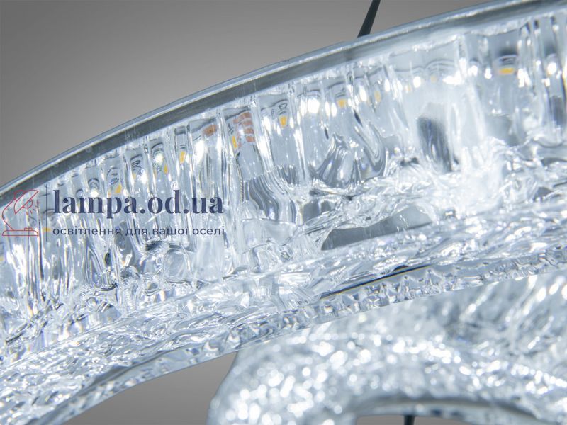 Сучасна підвісна LED люстра Diasha 1712/500+300ABK для спальні та вітальні, чорна, 2 кільця, 54 W, освітлення 10-16 м2 1712/500+300ABK фото