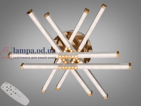 Стельова LED-люстра Diasha 2531WH+G dimmer для вітальні, спальні та кухні, димер, пульт, 80 W, 67 см, 13-19m2 2531WH+G dimmer фото