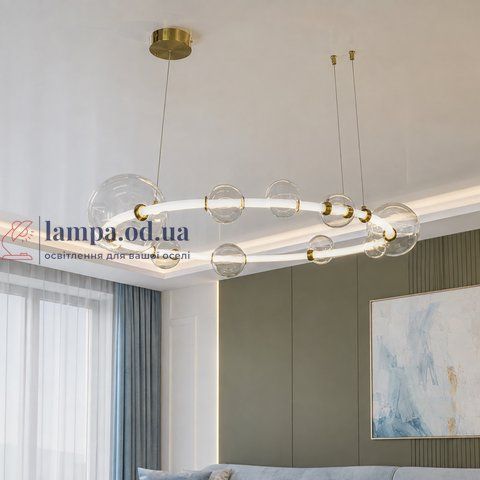 Подвесная LED люстра-кольцо Artlight 81991/D730 белая с латунью и стеклянными плафонами диаметром 72 см 81991/D730 фото