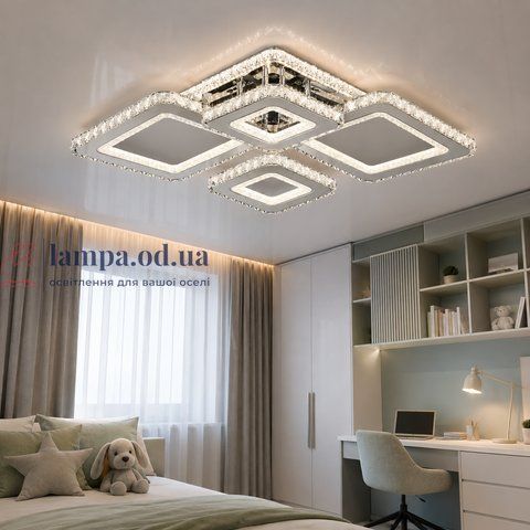 Современная светодиодная люстра Splendid Ray Lk2370/2+2 LED WT с хрустальным декором и пультом управления 30420720 фото