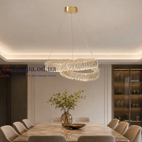 Подвесная хрустальная LED-люстра Artlight 555-600GD с переплетёнными кольцами, золото, 113 Вт, от 13-20 м&sup2; 555-600GD фото