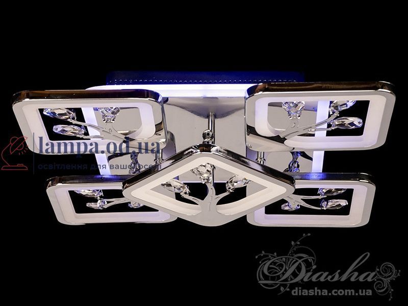 Дизайнерская потолочная LED-люстра для гостиной Diasha S8157/4+1HR LED 3color &mdash; хром, 90 Вт, 43&times;43 см S8157/4+1HR LED 3color фото