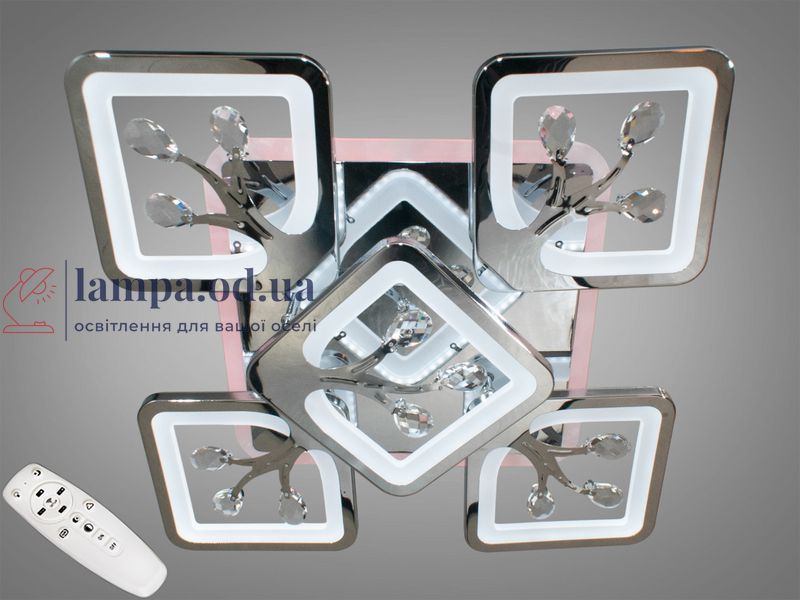Дизайнерская потолочная LED-люстра для гостиной Diasha S8157/4+1HR LED 3color &mdash; хром, 90 Вт, 43&times;43 см S8157/4+1HR LED 3color фото