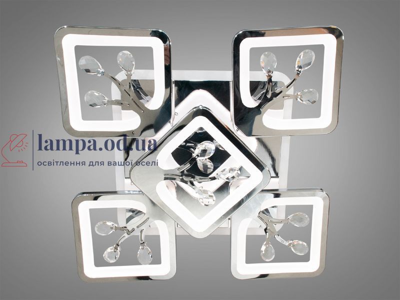Дизайнерская потолочная LED-люстра для гостиной Diasha S8157/4+1HR LED 3color &mdash; хром, 90 Вт, 43&times;43 см S8157/4+1HR LED 3color фото