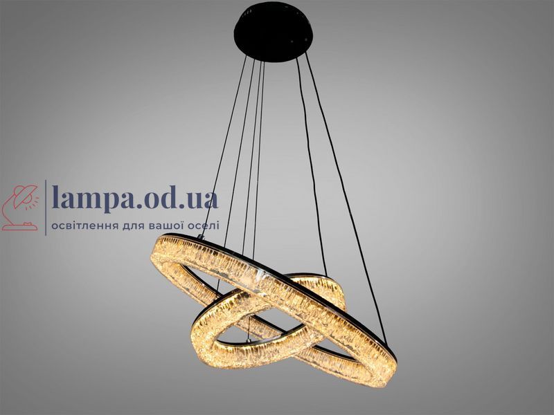 Современная подвесная LED люстра Diasha 1712/500+300BK для спальни и гостиной, черная, 2 кольца, 54 W, освещение 10-16 м&sup2; 1712/500+300BK фото