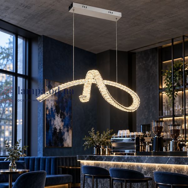 Кришталева підвісна LED-люстра у формі петлі Levistella 799L8966 (800) CH, 66 Вт, хром, 80 см, із пультом, 20-30 м&sup2; LVS7392 фото