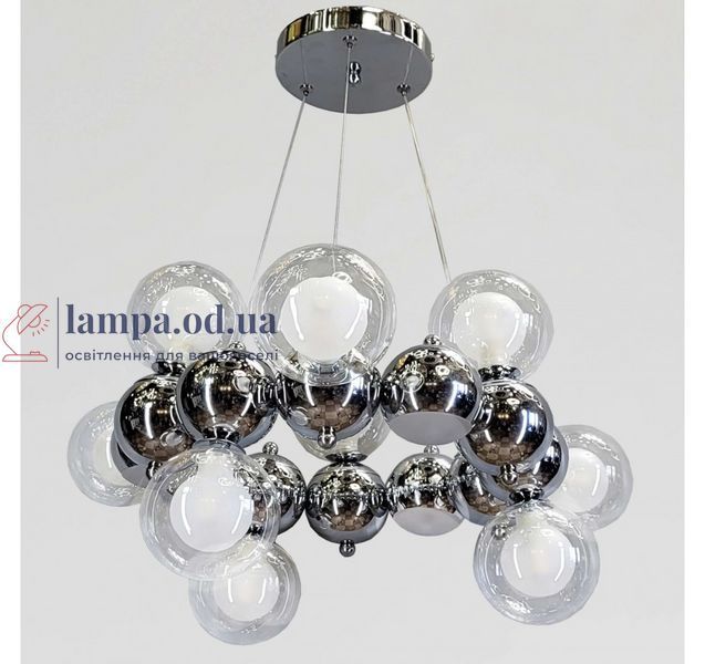 Хромована підвісна люстра Artlight 1117/12 з 12 скляними кулями і LED-кільцем, що світиться. 1117/12 фото