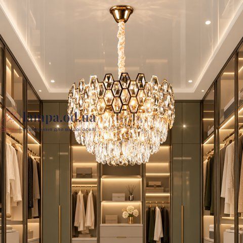 Кришталева люстра Корона Splendid Ray L6112/500/8 (FGD), 8x40 Вт, E14, золото, 45 см, 6-15 м&sup2; 30440559 фото