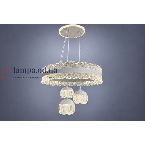 Підвісна LED люстра Linisoln 3305-3 WH, 80 Вт, біла, 50 см, 12-15 м&sup2; 3305-3 WH фото