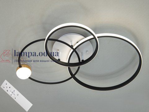 Стельова люстра LED Diasha MX2987-3L WH+BK Rings, 55W, біло-чорний, сучасний стиль для коридору, спальні, вітальні MX2987-3L WH+BK фото