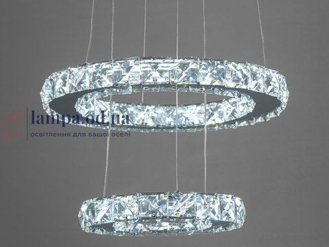 Люстра стельова LED Diasha 7206-3W/300+200HR "Кришталеві кільця", 30W, хром, для вітальні, коридору, кухні 7206-3W/300+200HR фото