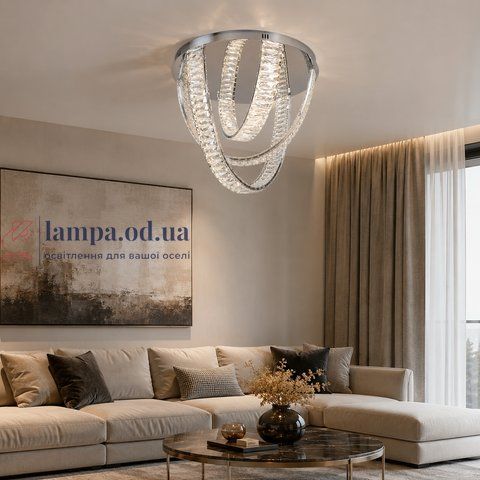 Потолочная хрустальная LED-люстра Artlight 578/600CH с каскадными лентами, хром, 56 Вт, от 13-20 м&sup2; 578/600CH фото