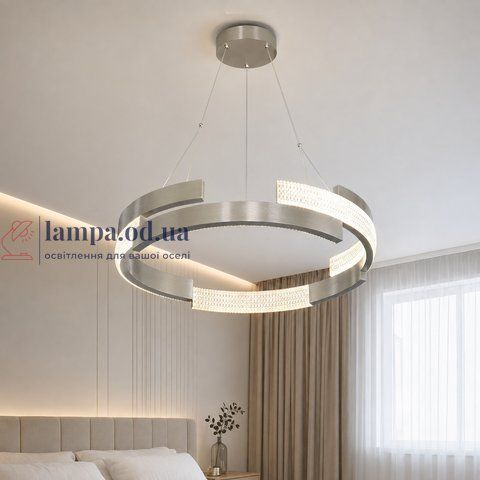 Срібляста підвісна LED люстра-кільце з прозорим декором Artlight 3684/85SN 3684/85SN фото