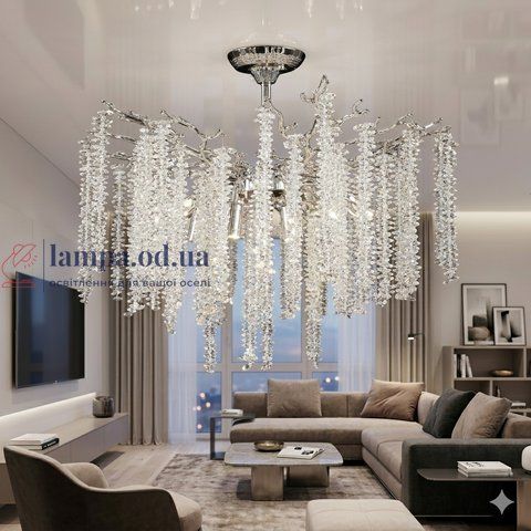 Потолочная хрустальная люстра "Глициния" Splendid Ray LC33027/760/10 хром 76 см на 10 ламп E14 30430426 фото