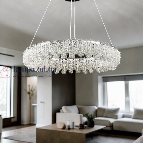 Сучасна підвісна LED-люстра L33038/500/1 LED (CH) &mdash; хром, 90 Вт, діаметр 50 см, від 12 до 18 м2 30430518 фото