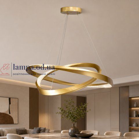 Світлодіодна люстра підвісна Artlight YDH2200/80+60GD з двома золотими кільцями, 80W YDH2200/80+60GD фото