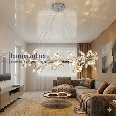 Дизайнерська кришталева LED люстра для спальні Splendid Ray L2501/800/64 хром 85 см на 64 лампи 30434611 фото
