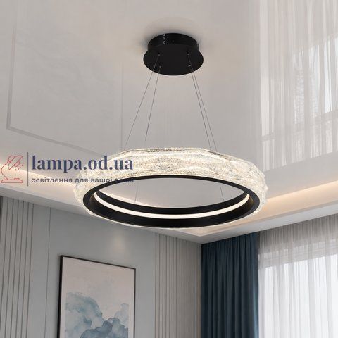 Подвесная LED-люстра Diasha 583-500BK для кухни, спальни и гостиной с акриловым кольцом, пультом, 84 W, 50 см, 10-18m2 583-500BK фото