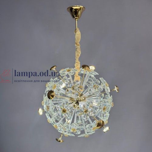 Люстра с хрусталем Linisoln 24418-500 CH/FG, хром с золотом, 60 Вт, 12xG4, 50 см, 12-15 м&sup2; 24418-500 CH/FG фото