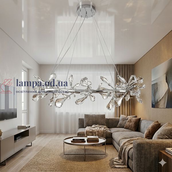 Дизайнерська кришталева LED люстра для спальні Splendid Ray L2501/800/64 хром 85 см на 64 лампи 30434611 фото