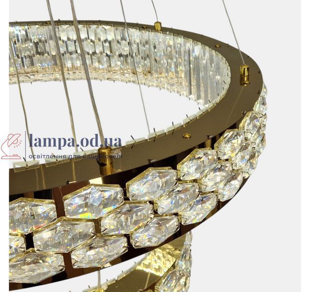 Светодиодная подвесная хрустальная люстра Artlight 3042-60+40GD с двумя кольцами, 135W 3042-60+40GD фото