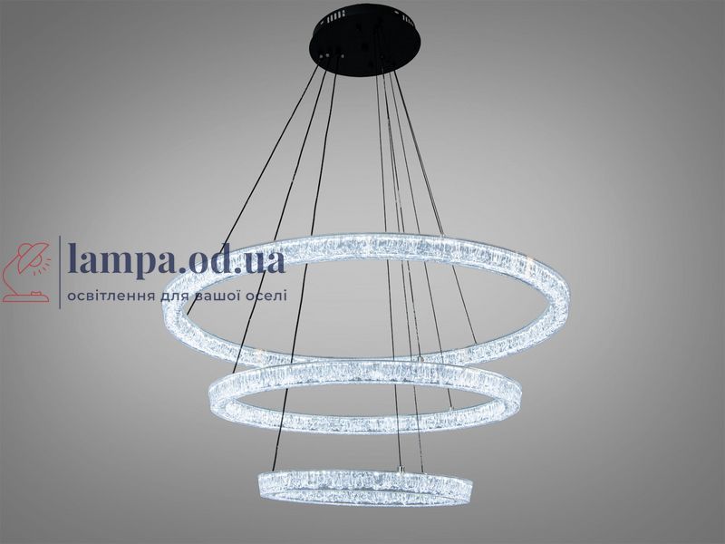 Підвісна LED люстра до 30 м2 Diasha 1712/800+600+400ABK, три кільця, чорна, 125 W 1712/800+600+400ABK фото