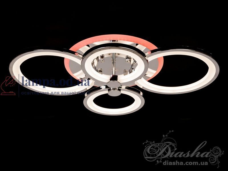 Потолочная LED-люстра Diasha 8022/4HR 70W, 3 кольца, 3 цвета света, &Oslash;40&times;62 см, диммер, пульт 8022/4HR LED 3color dim фото
