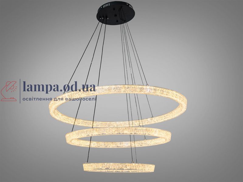 Підвісна LED люстра до 30 м2 Diasha 1712/800+600+400ABK, три кільця, чорна, 125 W 1712/800+600+400ABK фото