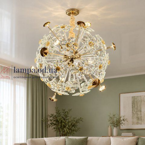 Люстра с хрусталем Linisoln 24418-600 CH/FG, хром с золотом, 80 Вт, 16xG4, 60 см, 15-17 м&sup2; 24418-600 CH/FG фото
