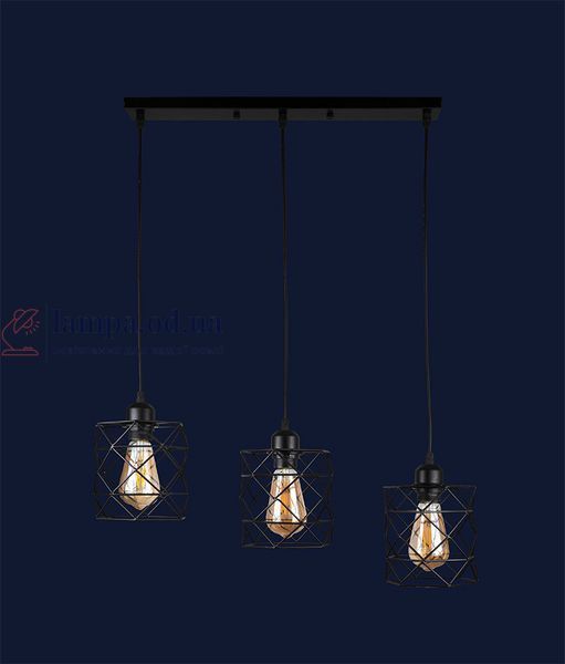 Подвесной светильник Levistella 756PR105F-3 BK (500), E27, 60W, черный металл, стиль лофт, 3 плафона LVS2739 фото
