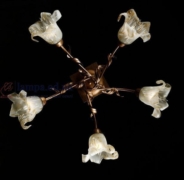 Потолочная люстра Splendid Ray L90749A/5, 5 ламп, E27, бронза/белый/коричневый, металл/стекло 30208333 фото