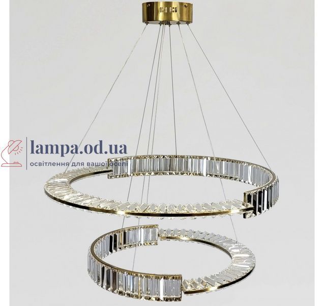 Подвесная LED-люстра Artlight 561/80+60 с двумя хрустальными кольцами, латунь, 165 Вт, от 20-30 м&sup2; 561/80+60 фото