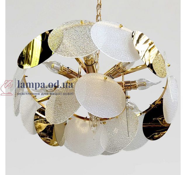 Подвесная круглая люстра Artlight 21822/500GD золотая на 10 ламп E14 с прозрачным, матовым и металлическим декором 21822/500GD фото