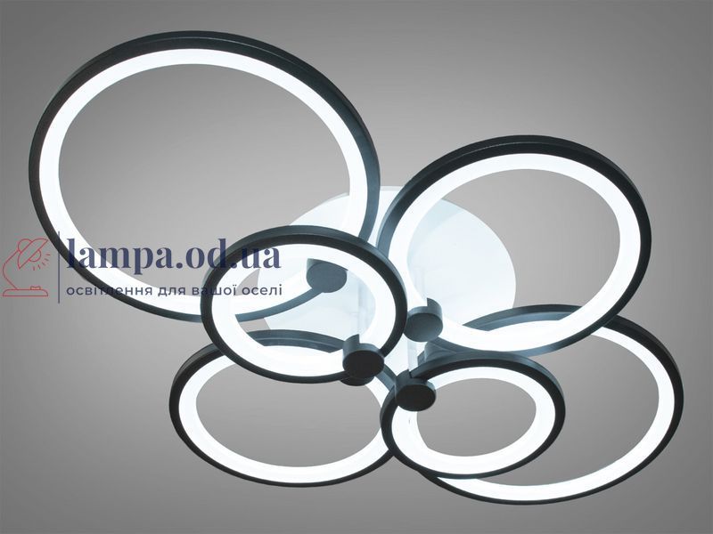 Потолочная LED-люстра Diasha 8022/6BK 110W, 6 колец, 3 цвета света, &Oslash;58&times;80 см, диммер, пульт 8022/6BK фото