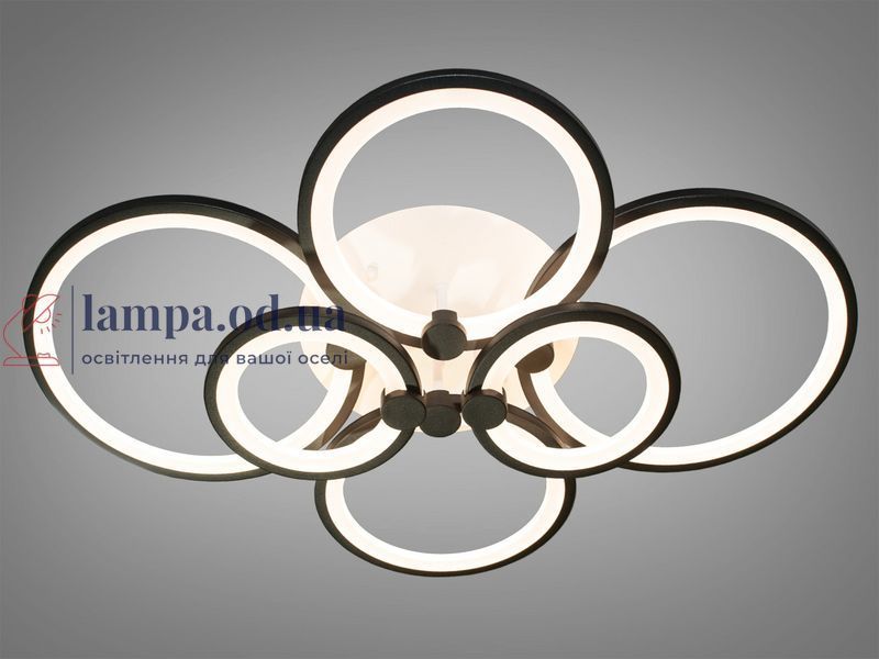Потолочная LED-люстра Diasha 8022/6BK 110W, 6 колец, 3 цвета света, &Oslash;58&times;80 см, диммер, пульт 8022/6BK фото