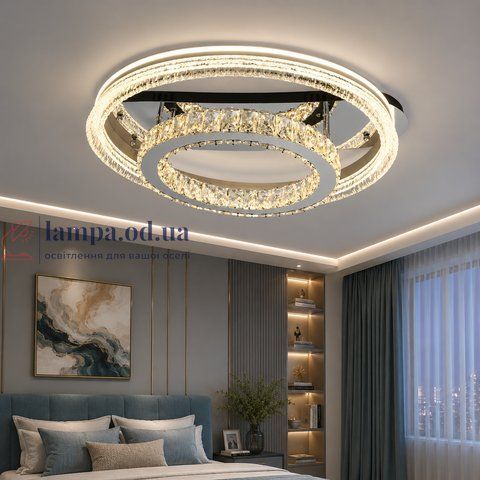 Стельова LED люстра Diasha 8811/600+400A хром 120 Вт кришталь пульт 8811/600+400A фото