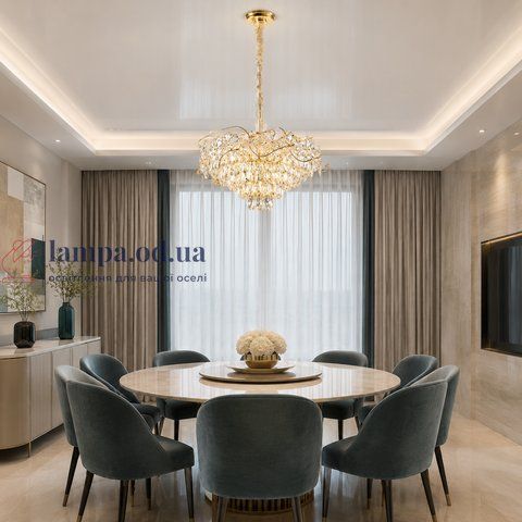 Підвісна кришталева люстра Splendid Ray L2216/600*H310/12, золото, 12 ламп E14, від 13-20 м&sup2; 30438240 фото
