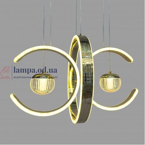 Linisoln 9557-2 FG, золота підвісна LED-люстра з двома кільцями 75 Вт та трьома температурами світла 9557-2 FG фото