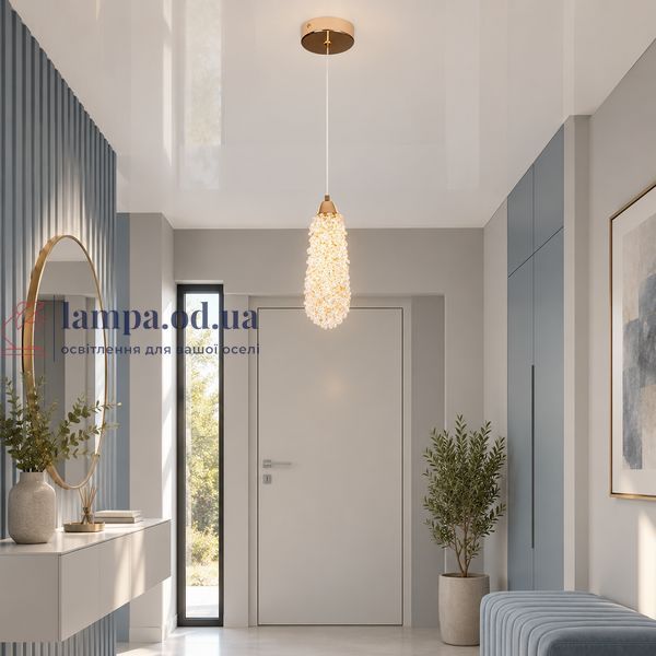 Підвісний LED світильник із фактурним кристалом Levistella 900J51-1, 7 Вт, 3000K, золотий, 9 x 27 см LVS7243 фото