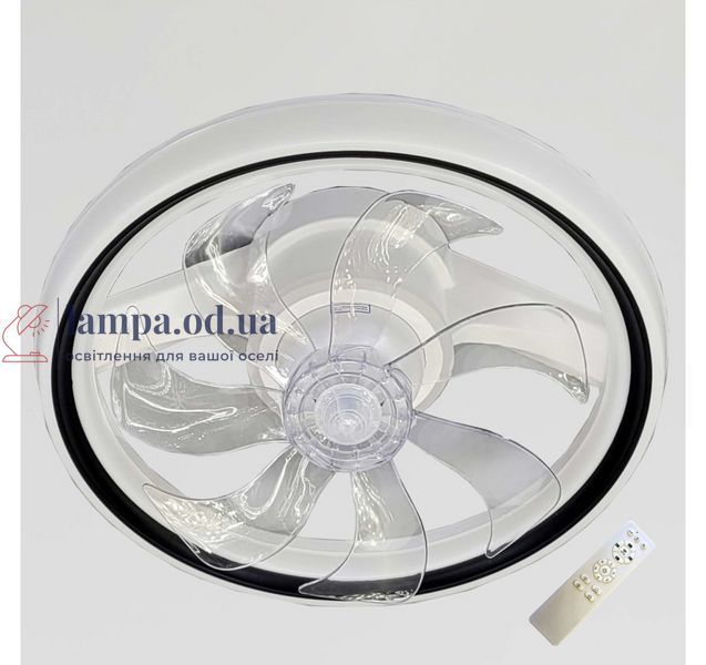 Стельова LED-люстра-вентилятор Artlight FS306BK, біла з чорною окантовкою, 73 Вт, від 10-18 м&sup2; FS306BK фото